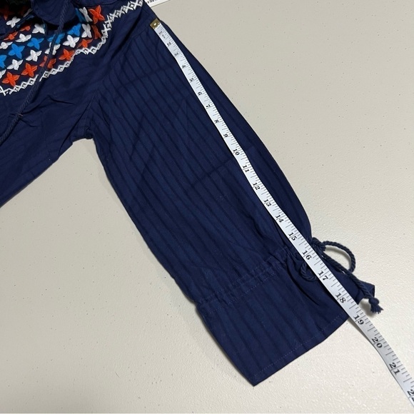 𝅺🆕 Hatley Camila 100% Organic Cotton Boho Stripe Down Embroidered Peasant Blouse - Picture 8 of 9